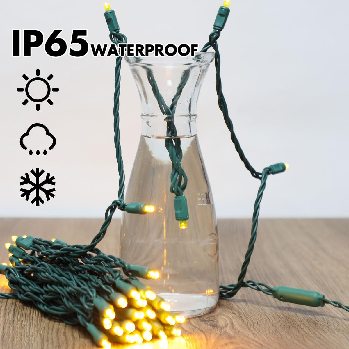 600LED (12pk of 50L) String Lights,LED Christmas Lights, 6" SPACING,Green Wire,Yellow