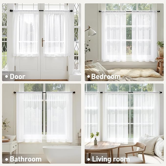 MIULEE White Short Sheer Curtains 36 Inches Long 4 Panels 42 x 36 Inches | - Image 5