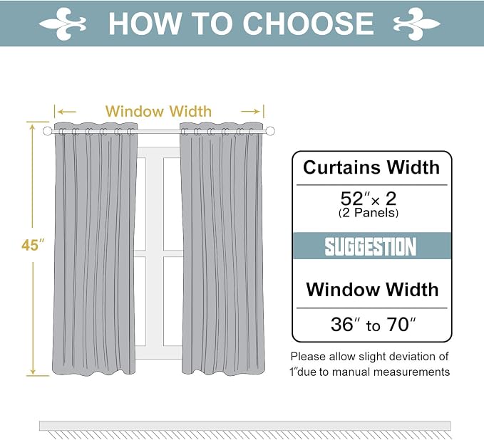ChrisDowa Blackout Curtains for Bedroom and Living Room 45 Inches Long | 2 - Image 5