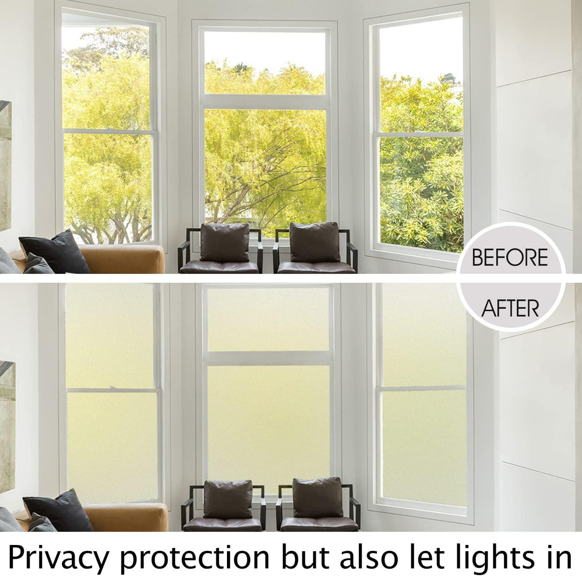 HIDBEA Frosted Window Privacy Film Heat Control UV Blocking, Static Cling Non-Adhesive Reusable Door coverings for Bathroom Home Office (Frosted 41.3 Inch x 6.5 Feet)