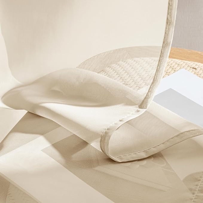 MIULEE Butter Cream Sheer Curtains 108 Inches Long 4 Panels 54 x 108 Inches | - Image 7