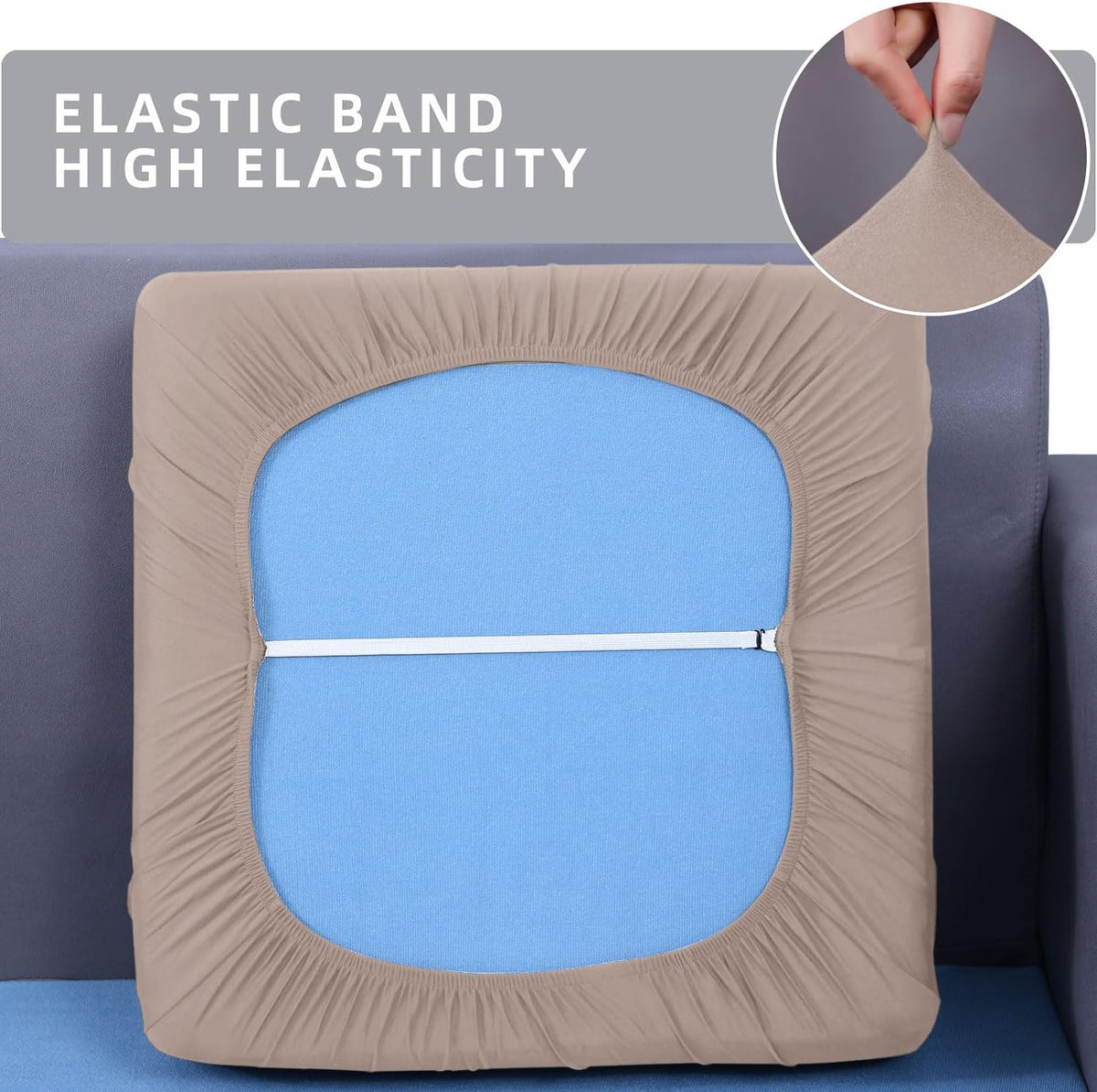 hyha Waterproof Couch Cushion Covers, Sectional Sofa Slipcovers Washable, L Shape Chaise Dog Couch Covers for Sectional Sofa, Universal Furniture Protector (1 Piece for Chaise XL, Taupe)