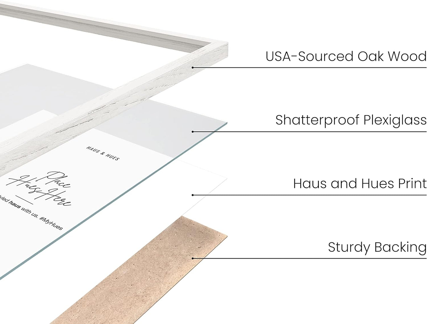 HAUS AND HUES Standalone White Oak Frame Set of 3-11x17