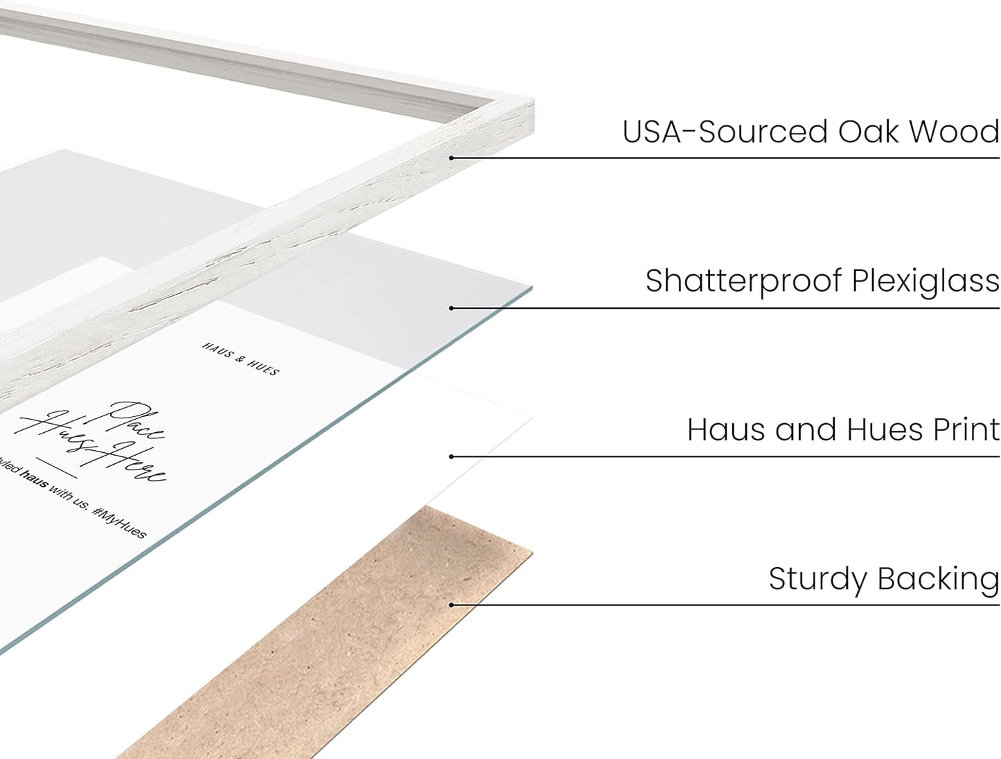 HAUS AND HUES White Oak 12x16 Inch White Picture Frames - Set of 6 White Frames Gallery Wall, White Picture Frames 12x16, White Gallery Wall Frame Set, White Picture Frames Pack (White Oak Frame)