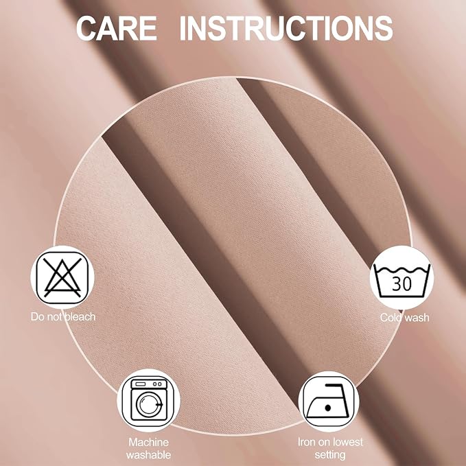 Blush Thermal Blackout Curtains/42 x 84 Inch/Set of 2 Panels Room Darkening - Image 4
