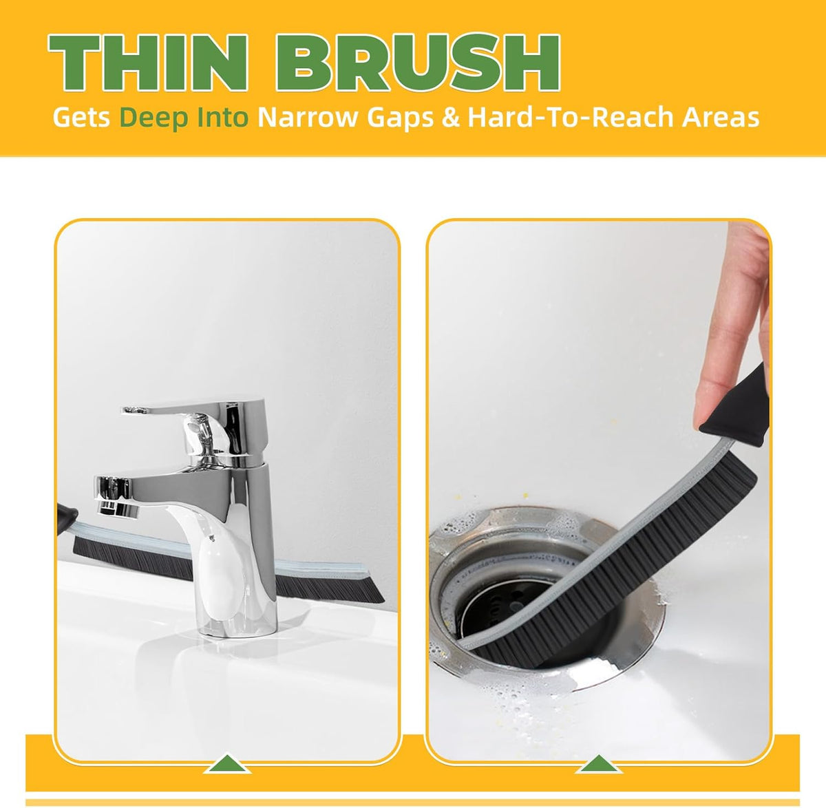 Cleaning Brush - 3 Pcs Hard Bristle Crevice Cleaning Brush, Grout Brush, Scrub Brush for Tile Grout Crevice, Gap Cleaning Tools for Bathroom Kitchen Toilet Window Track (3, Black)