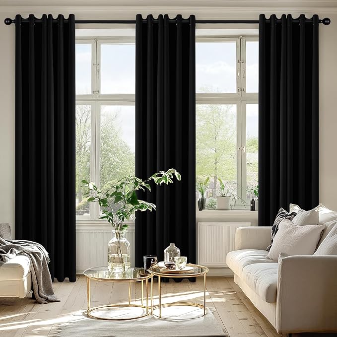 MIULEE Blackout Curtains for Bedroom 2 Panels 40 x 78 Inch Long Black | Thermal - Image 6