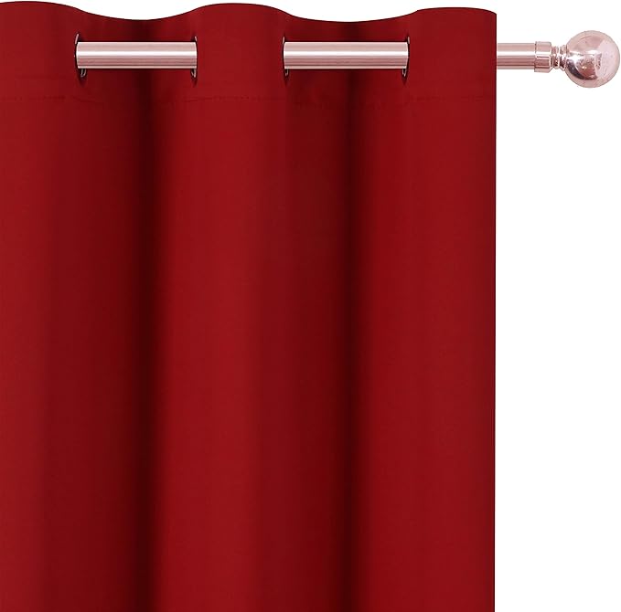 Red Blackout Curtains 34 x 63 Inch Length/Set of 2 Curtain Panels/Thermal - Image 7