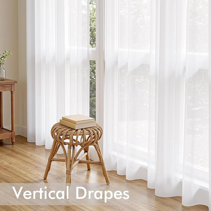 MIULEE White Sheer Curtains 72 Inches Long 4 Panels 42 x 72 Inches | Light - Image 5