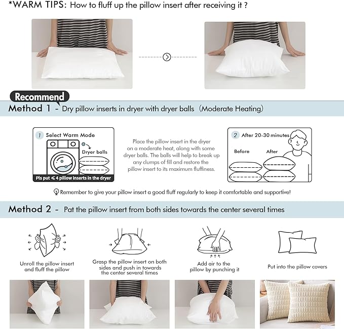 MIULEE 20x20 Pillow Inserts Set of 2, Throw Pillows - Image 2