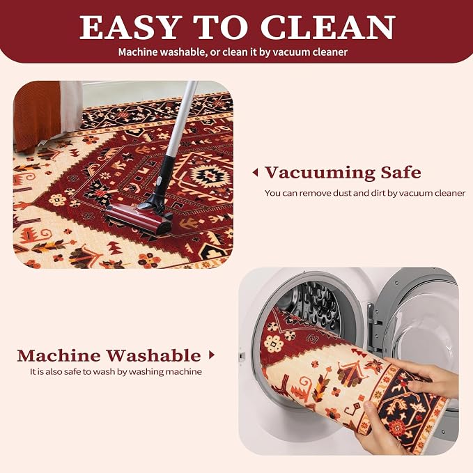 SERISSA 3x5 Washable Non Slip Boho Area Rug - Image 4