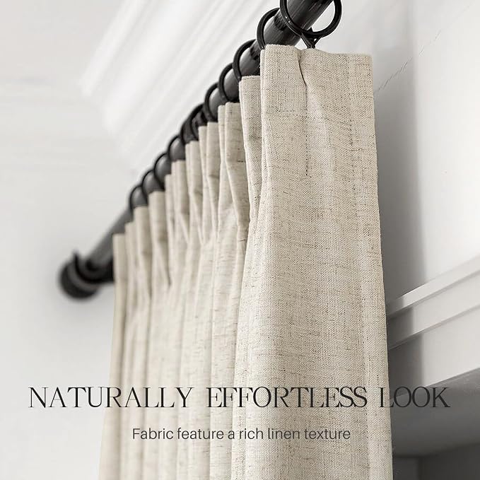 Pinch Pleated Linen Curtains 100% Blackout 95 Inches Long - Image 4