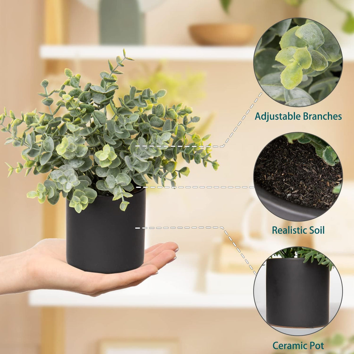 3 Pack Small Fake Plants for Shelf Decor Accents with Ceramic Pot Artificial Potted Plants for Rustic Farmhouse Decor Faux Plants Indoor Fake Potted Plants Artificial for Home Office Bookshelf Decor