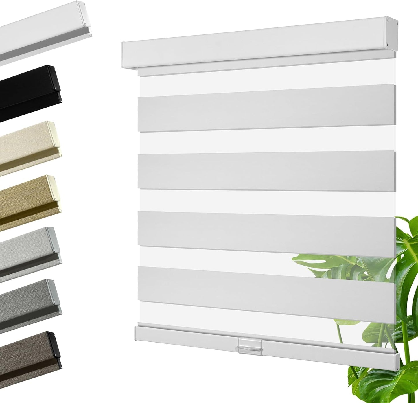 Cordless Zebra Blinds for Windows, Blackout Interior Blinds,Easy to Install,UV Protection,for Offices and Home,Custom Roller Shades, Solid White, 30" W x 48" H