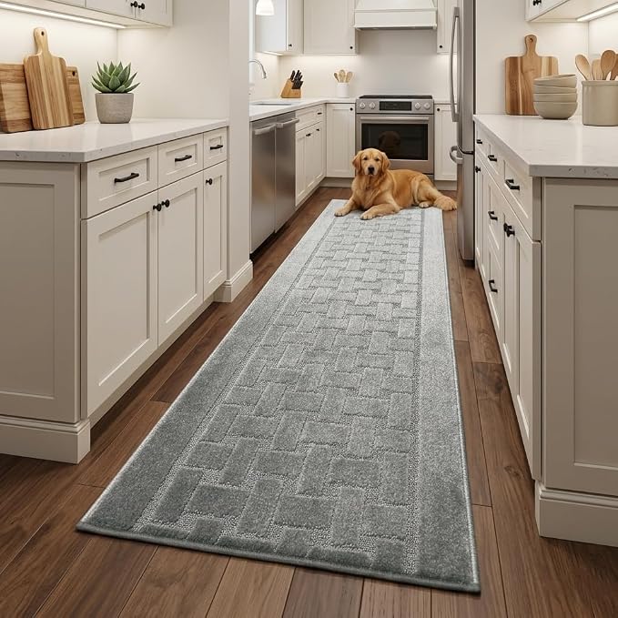 Runner Rug 20 ft, Extra Long Non-Slip Washable Rug, Rubber Backing, Rolled in - Image 2