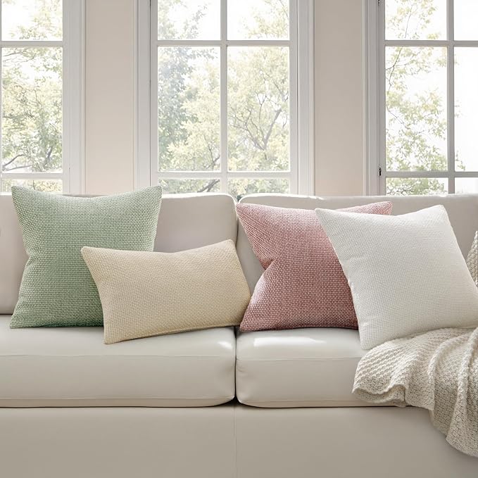 MIULEE Decorative Couch Throw Pillow Covers 20x20 Inch Neutral Cream 2 Pack | - Image 3