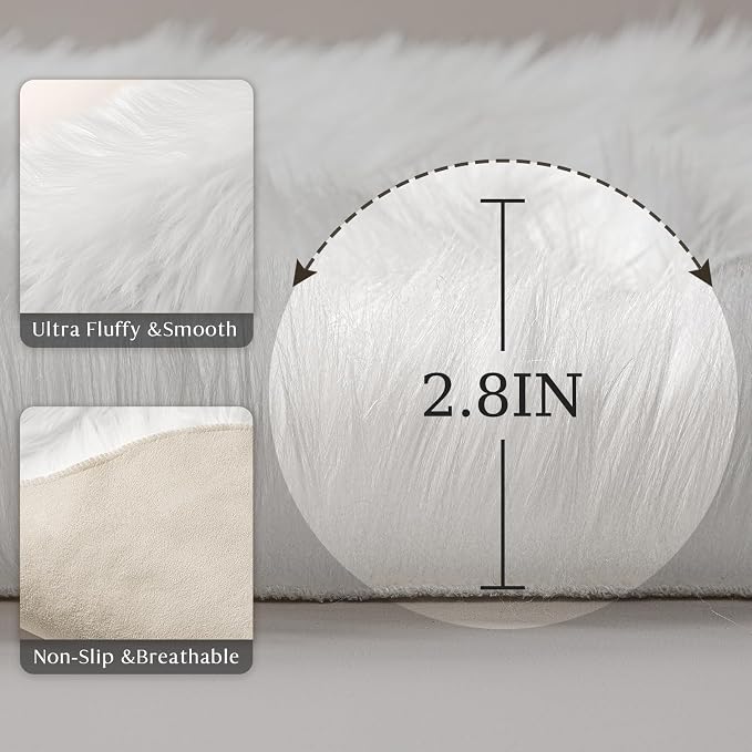 Ashler faux fur rug, Fluffy Shaggy Area Rug Ultra Soft 2 x 6 Feet Sheepskin Fur - Image 8