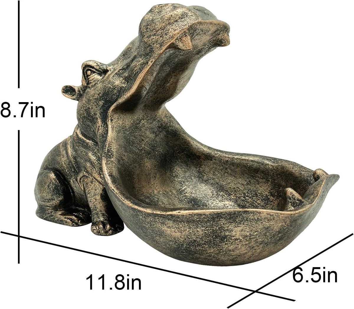 aboxoo Hippo Statue Home Resin Hippopotamus Figurine Sculpture Table Art Decoration Sundries Key Container Storage Box (Copper)