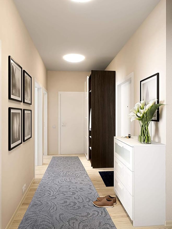 Custom Length Hallway Runner Rug, Slip Resistant, Floral Grey, 26 Inch X 23 feet - Image 3