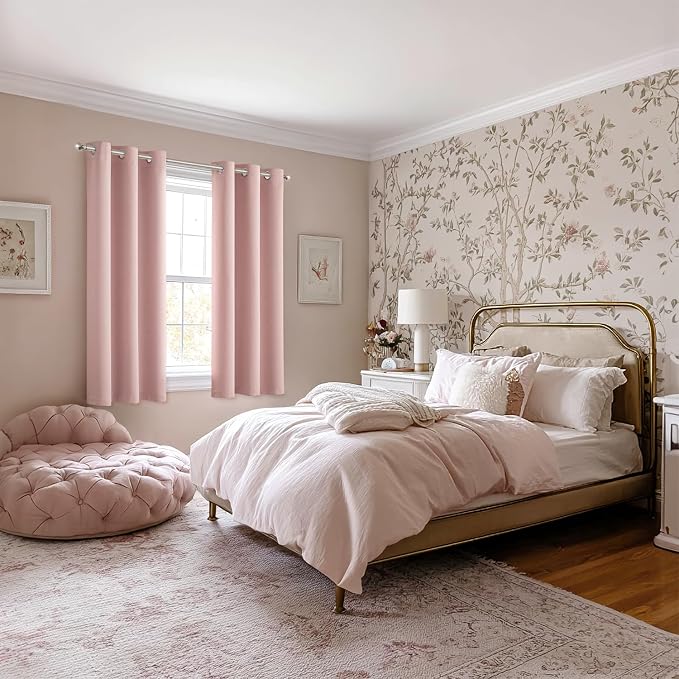 MIULEE Blackout Curtains for Bedroom 2 Panels 40 x 48 Inch Long Pink | Thermal - Image 6