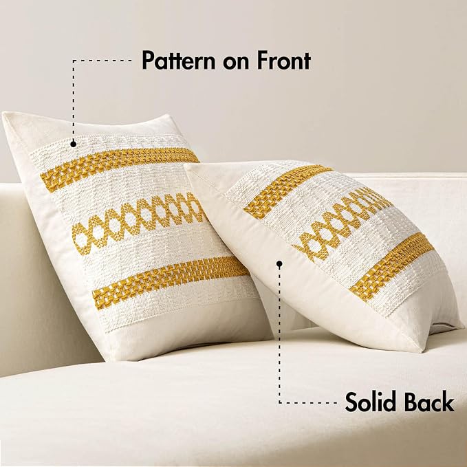 MIULEE Set of 2 Mustard Yellow Decorative Lumbar Pillow Covers 12x20 Inch | Fall - Image 6