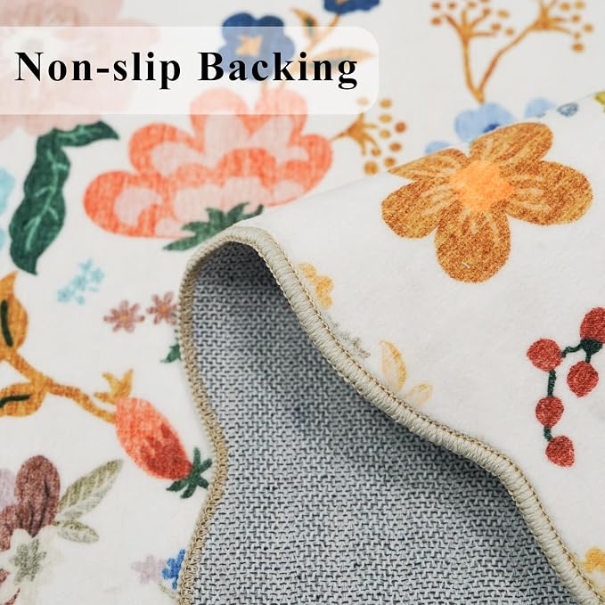 3x10 Washable Hallway Runner Rug: Long Floral Scalloped Soft Runners - Image 5