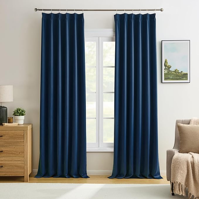 Pinch Pleated Curtains 156 Inches Long 2 Panels Set, Thermal Insulated Blackout by KEQIAOSUOCAI