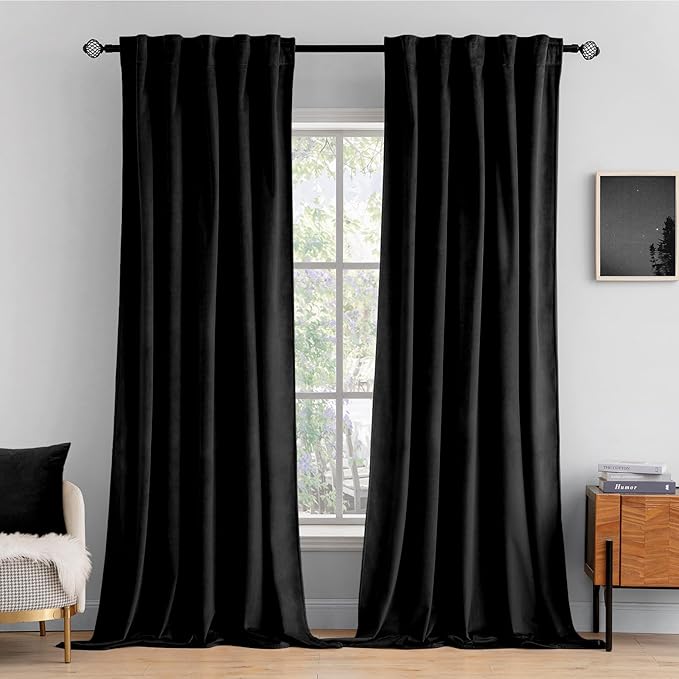 MIULEE Black Velvet Curtains 52x84 inches 2 Panels Luxury Blackout Curtains | by MIULEE