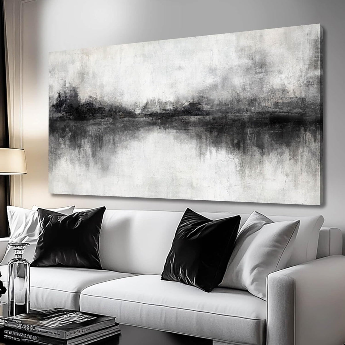 Black And White Wall Art Large Wall Decor Abstract Framed Wall Art Posters for Men Room Vintage Photo Pictures 24"x48"