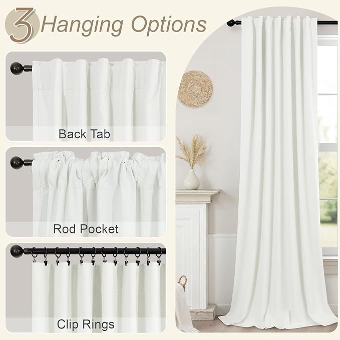 Living Room Curtains 84 Inches Long Faux Linen Darkening Curtain - Image 6