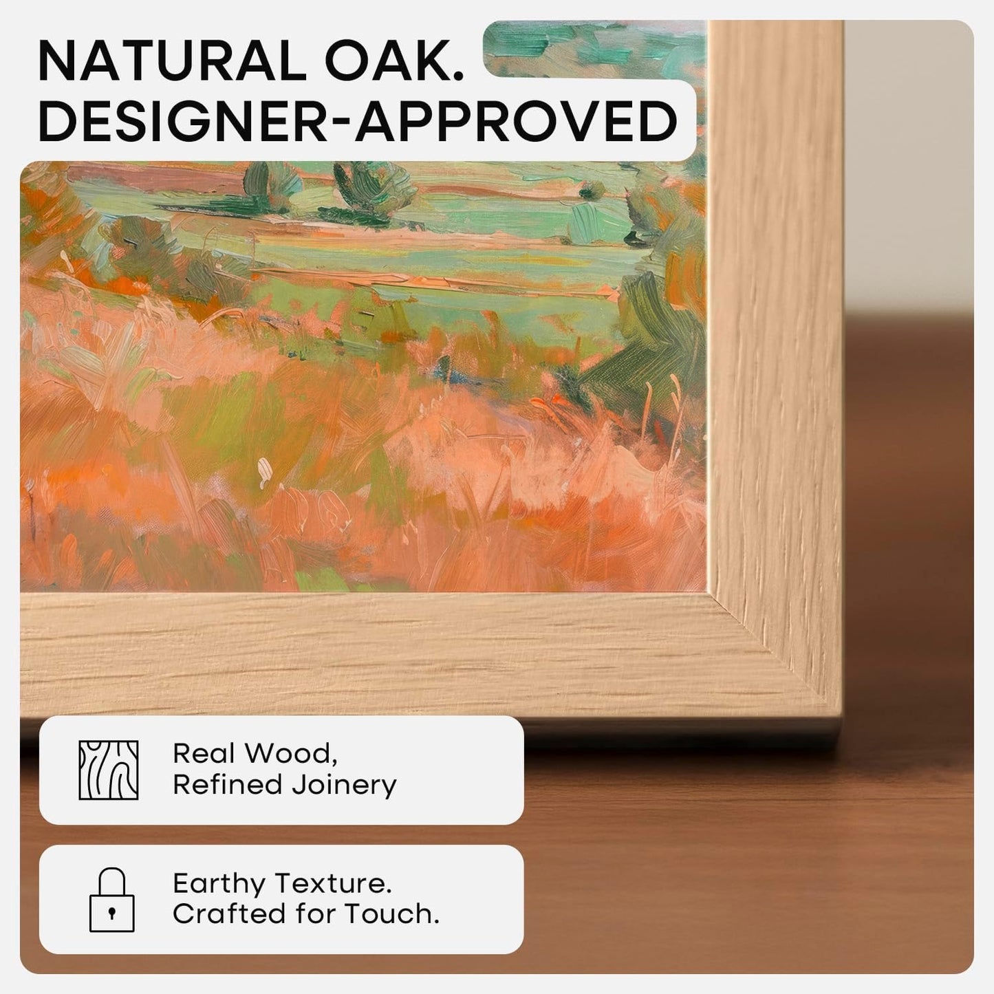 Homeforia 12x12 Light Wood Frame, High End Natural Oak 12 x 12 Square Picture Frames with Mat 10 by 10 inch Photo, 12by12 Wooden Poster Frames Matted to 10x10 Print, Tempered Glass, Wall Kit, Set of 1