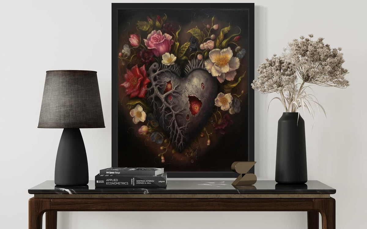 Gothic Heart Poster Art Print, Halloween Scary Vintage Wall Art Academia Spooky Painting Decoration for Horror Prints, Posters Bedroom Decor 89 (Gothic Heart, 11 x 14 inches, Unframed)
