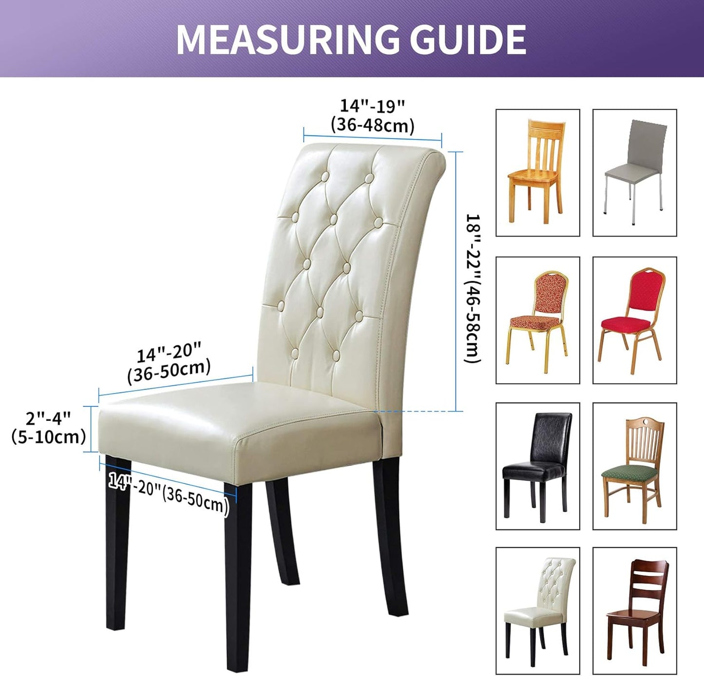 Joccun Dining Chair Slipcovers Set of 8, Stretch Dining Room Chair Covers, Washable Parsons Chair Cover, Ivory, 8 Pack