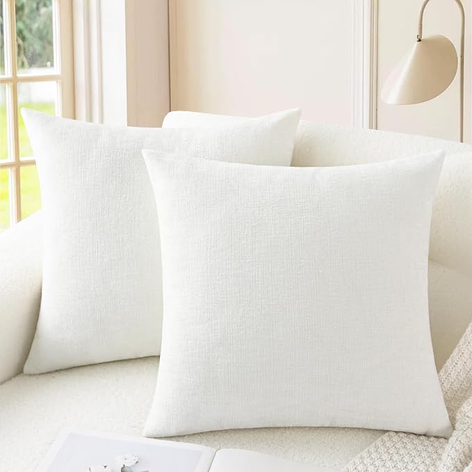 CaliTime Decorative Couch Throw Pillow Covers 20 X 20 Inches True White | Pack by CaliTime