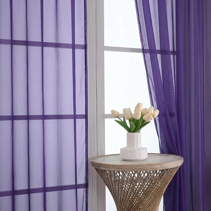 Purple Bedroom Curtains 2 Panel Sets 96 Inch Length, 59 Inch Extra Wide Light - Image 3