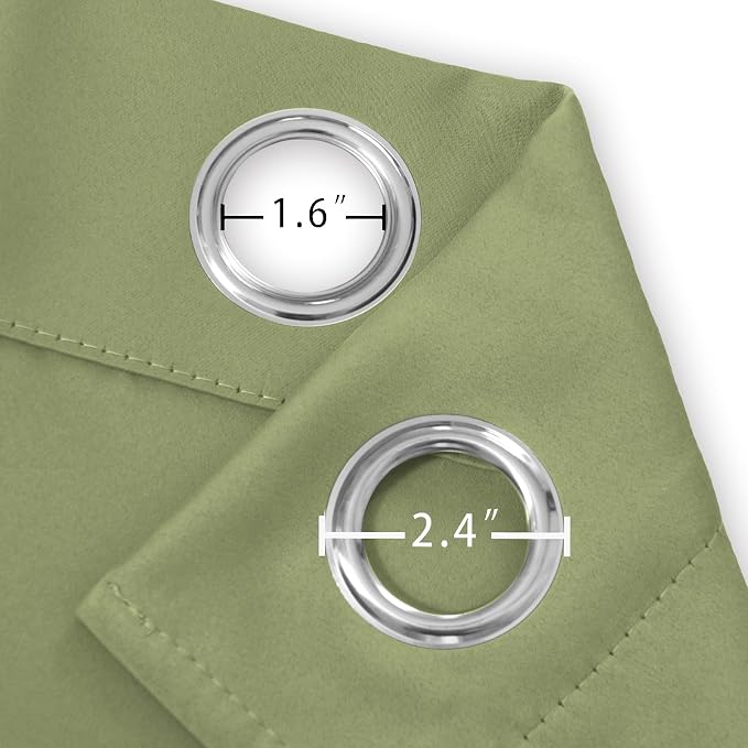 Blackout Curtains 66 x 95 inch/Sage Green Curtains Set of 2 Panels/Thermal - Image 5