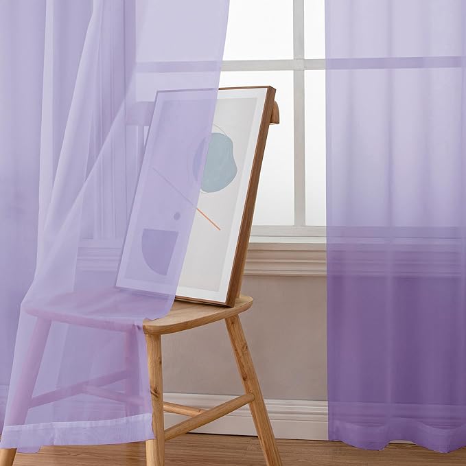 Sheer Curtains 78 inches Long for Bedroom Living Room 2 Panels Set, Rod Pocket - Image 4