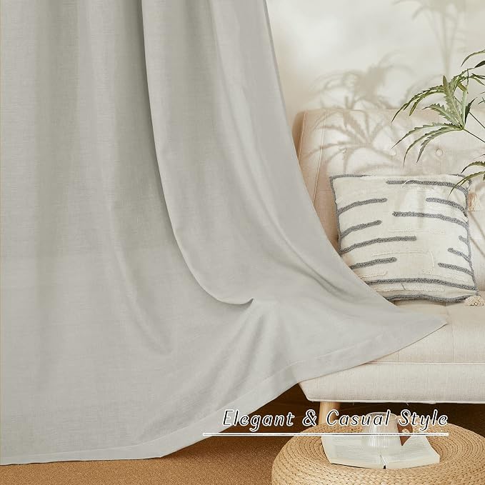 NICETOWN Thick Linen Short Grey Curtains Privacy Assured - Image 6