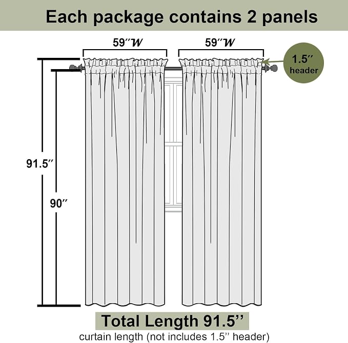 Light Pink Sheer Curtains 90 Inches Long 2 Panels Set, Dual Rod Pocket Living - Image 3