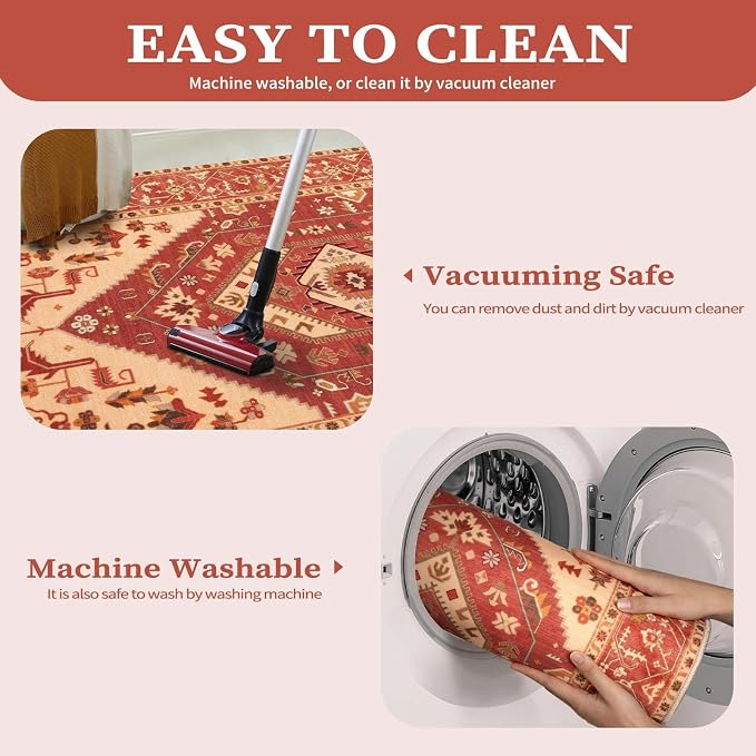 SERISSA 5x7 Washable Non Slip Boho Area Rug - Image 4