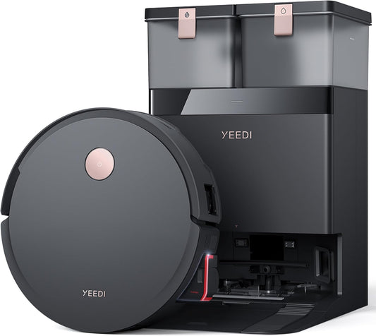 Yeedi S14 Plus Robot Vacuum and Mop, 18,000Pa Suction, OZMO Roller Mopping, ZeroTangle 2.0, TruEdge 3D Sensor, All-in-One Station with Auto Hot Water Washing & Self-Drying, Black