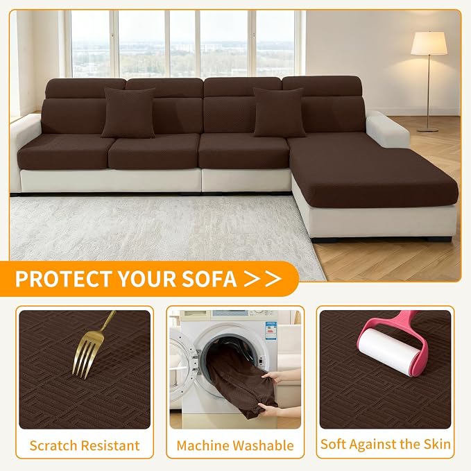 XINEAGE Large Couch Cushion Covers Seat Cushion Cover Thick Stretch Sofa - Image 6