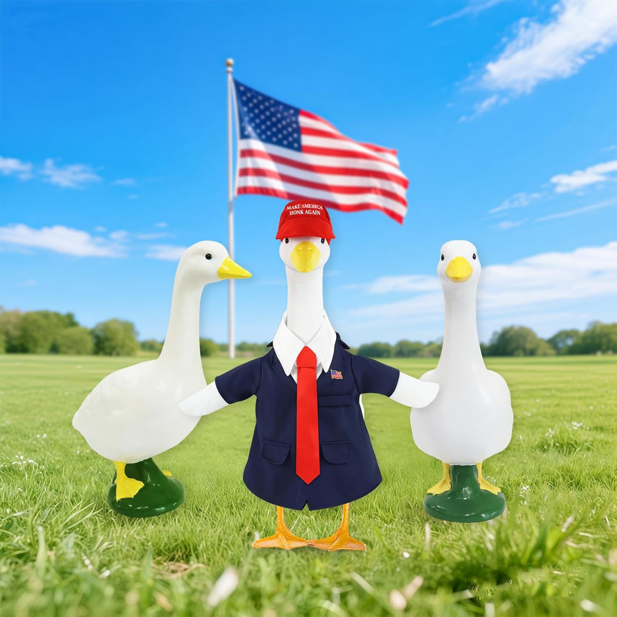3 Pcs Porch Goose Outfits, for 23-28 Inch Porch Goose,Patriotic Costume for Plastic/Cement Statue for Outdoor Courtyard Garden Terrace Art Decoration (Patriotic Costumes)