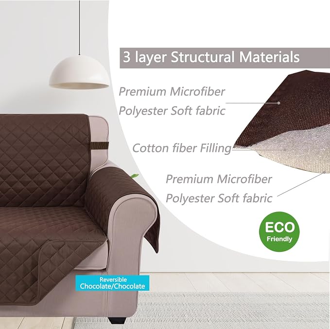 U-NICE HOME 4 Seater Sofa Cover 91''Large Couch Cover, Chocolate | Washable - Image 4