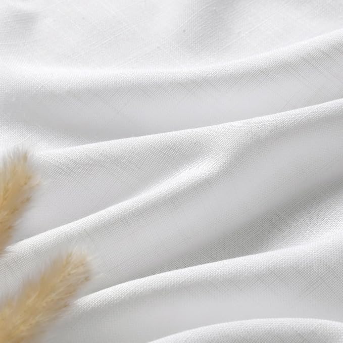 White Linen Curtains 127 Inches Long 2 Panels Set - Image 6
