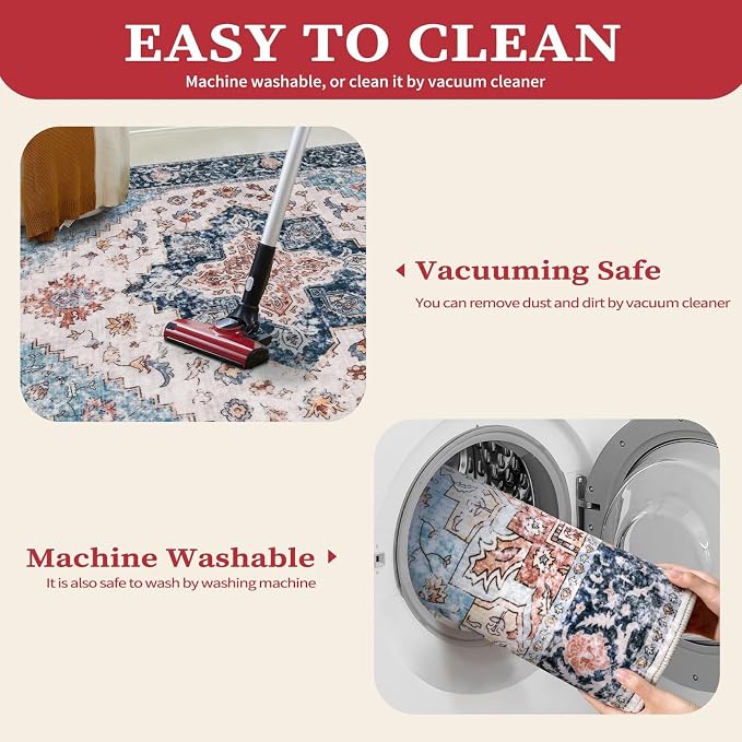 SERISSA 8x10 Washable Non Slip Boho Area Rug - Image 4
