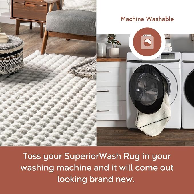 nuLOOM Jeni Off White Checkered Washable Runner Rug - Image 3