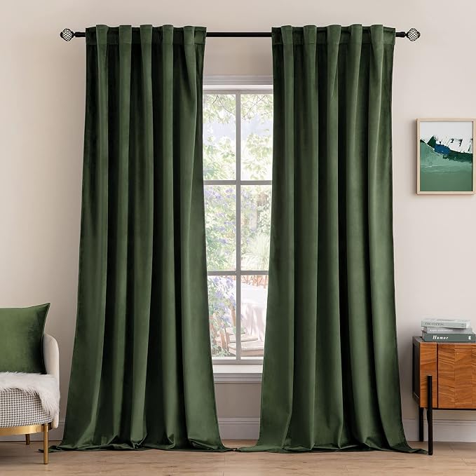 MIULEE Velvet Curtains Extra Wide 66x84 inches Olive Green Curtains | Luxury by MIULEE