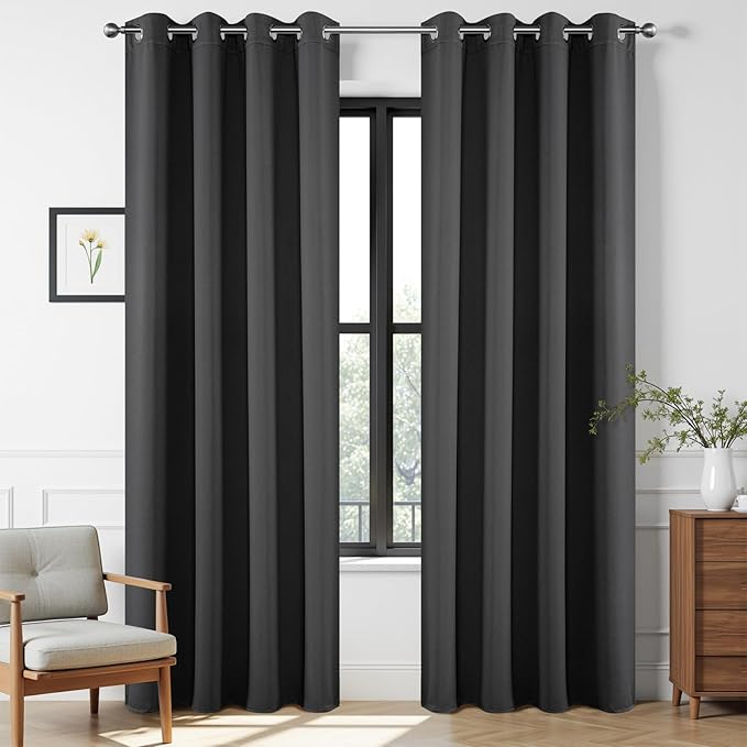 Joydeco Grey Blackout Curtains for Bedroom by JOYDECO