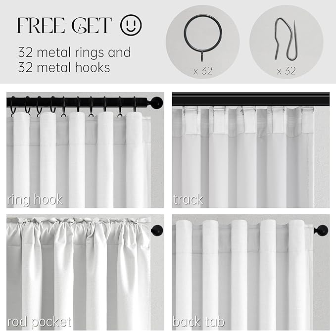 Topfinel Cream White 78 Inch Living Room Boho Curtains 2 Panels Set 100% - Image 4